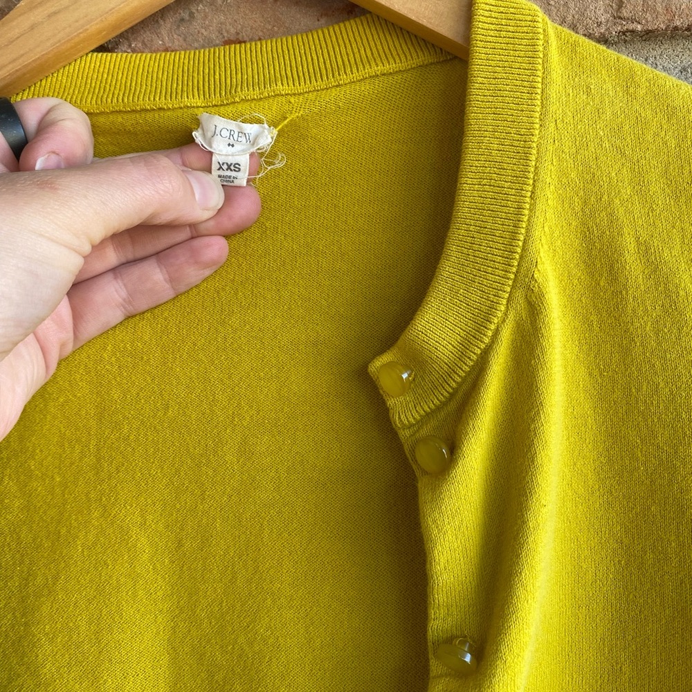 J.Crew Women’s XXS Yellow Crewneck Button Cardigan Sweater - Picture 2 of 5